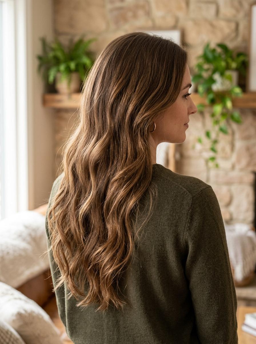 Lange Haare mit weichen Wellen und Schnittform - moderner Langhaarschnitt